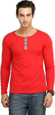 

Fio Solid Men' Henley Red T-Shirt