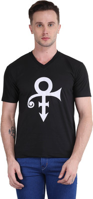 BRITISH TERMINAL Self Design Men V Neck Black T-Shirt