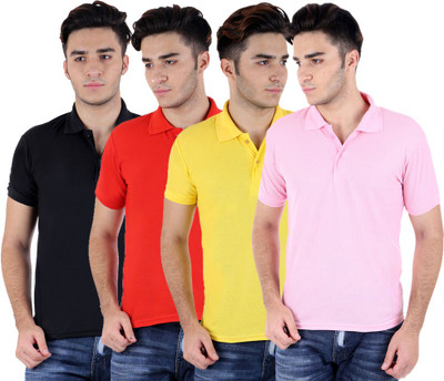 

Sanvi Traders Solid Men Polo Neck Multicolor T-Shirt(Pack of 4