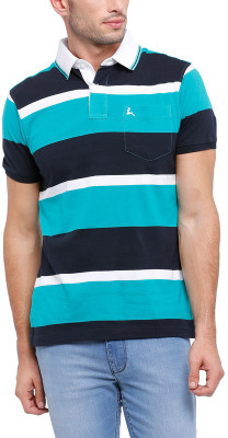 

Parx Striped Men's Polo Neck Green T-Shirt