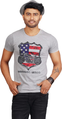

Masculino Latino Printed Men's Round Neck Dark Blue T-Shirt, Navy