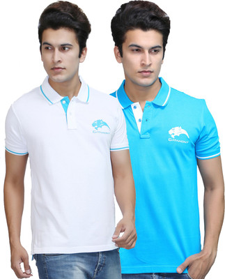 

Catamont Solid Men's Polo Neck White, Light Blue T-Shirt(Pack of 2, Hawaiin blue;solid white