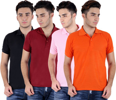 

Sanvi Traders Solid Men Polo Neck Multicolor T-Shirt(Pack of 4