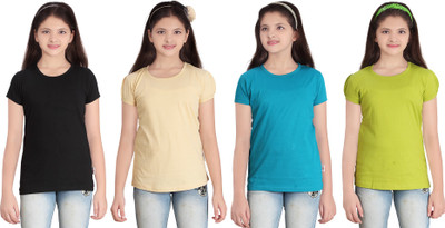 

FabTag - Sini Mini Girls Solid T Shirt(Multicolor