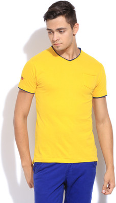 

Mufti Solid Men's Peter Pan Collar Blue T-Shirt