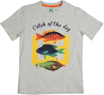 

Poppers by Pantaloons Boys Graphic Print T Shirt(Grey, Pack of 1, Ecru melange