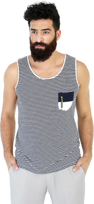 

Mr Button Striped Men' Round Neck Dark Blue T-Shirt