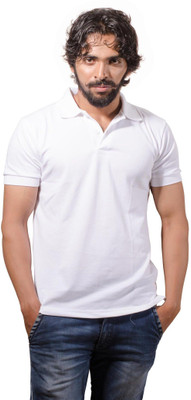 

One11 Solid Men's Polo Neck White T-Shirt