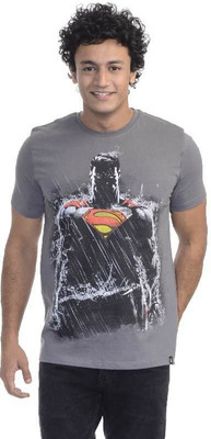 

Superman Printed Men's Round Neck Grey T-Shirt, Pewter