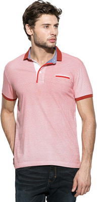 

Mufti Self Design Men's Polo Neck Orange T-Shirt