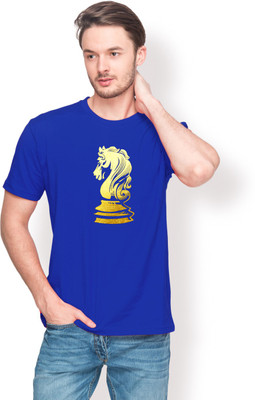 

Foyld Graphic Print Men's Round Neck Blue, Gold T-Shirt