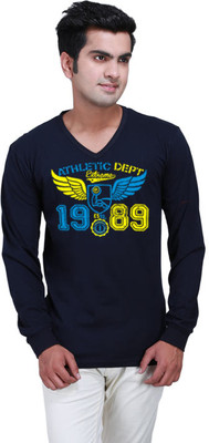 

Inkovy Graphic Print Men's V-neck Blue T-Shirt, Navy