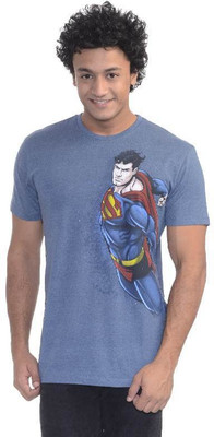 

Superman Printed Men's Round Neck Blue T-Shirt, Dress blue melange