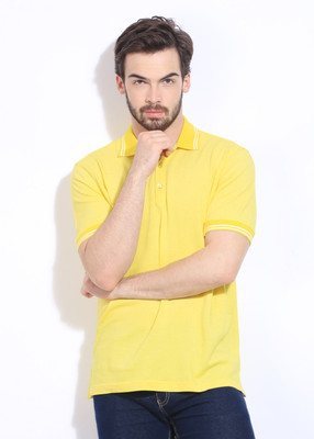 

Wills Lifestyle Solid Men's Polo Neck Yellow T-Shirt, Pale lime yellow