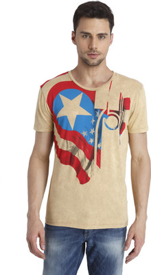 

Jack & Jones Printed Men' Round Neck Beige T-Shirt
