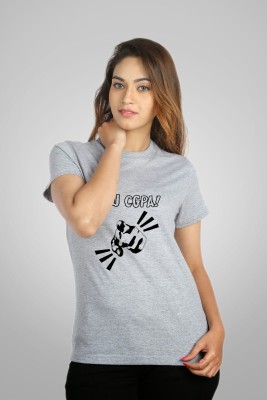 

Campus Sutra Printed Women' Round Neck Grey T-Shirt