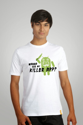 

Campus Sutra Printed Men Round Neck White T-Shirt