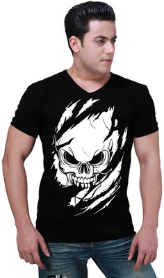 

Inkovy Graphic Print Men's V-neck Black T-Shirt