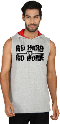 

SayItLoud Printed Men' Hooded Grey T-Shirt