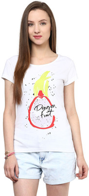 

Honey By Pantaloons Graphic Print Women's Round Neck White T-Shirt