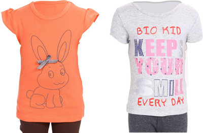 46% OFF on Bio Kid Girls Printed T Shirt(Multicolor)