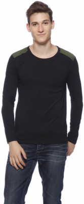 

Gritstones Solid Men' Round Neck Black T-Shirt