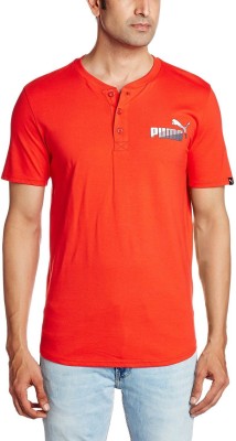 

Puma Solid Men's V-neck Red T-Shirt, Puma red