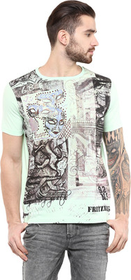 

Fritzberg Printed Men's Round Neck Green T-Shirt, Baby green