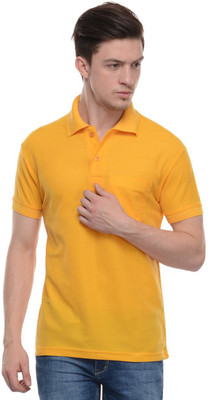 

TAB91 Solid Men's Polo Neck Yellow T-Shirt