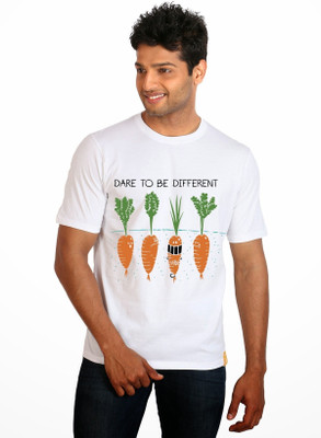 

Campus Sutra Printed Men Round Neck White T-Shirt