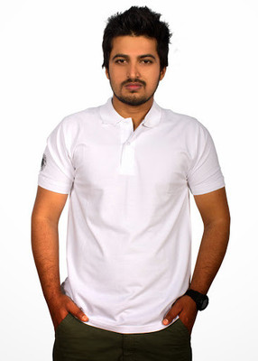 SayItLoud Solid Men' Polo Neck White T-Shirt