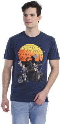 

Star Wars Printed Men's Round Neck Blue T-Shirt, Dress blue