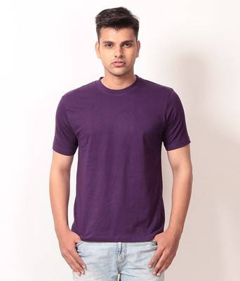 

Arrow Tower Solid Men' Round Neck Purple T-Shirt