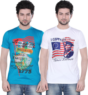 

Zebu Printed Men's Round Neck Multicolor T-Shirt(Pack of 2