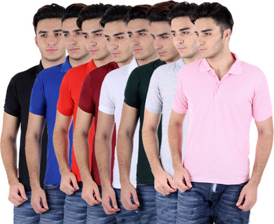 

Sanvi Traders Solid Men Polo Neck Multicolor T-Shirt(Pack of 8