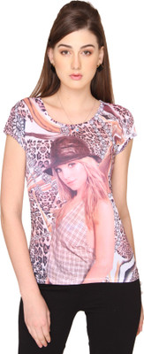 

Ten on Ten Printed Women's Round Neck Multicolor T-Shirt, Multi