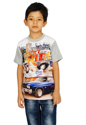

Shaun Boys Printed T Shirt(Grey, Pack of 1