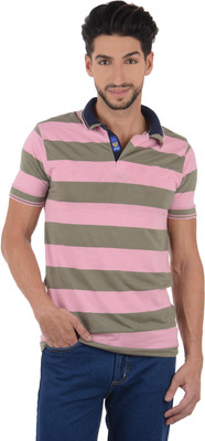 

Ahhaaaa Striped Men's Polo Neck Pink, Grey T-Shirt, Grey;pink