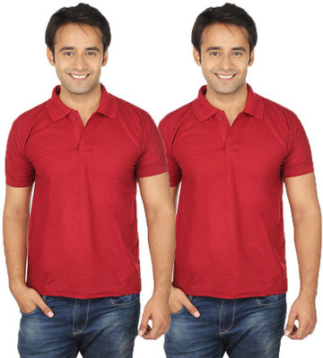 

Quetzal Solid Men's Polo Neck Maroon, Maroon T-Shirt(Pack of 2