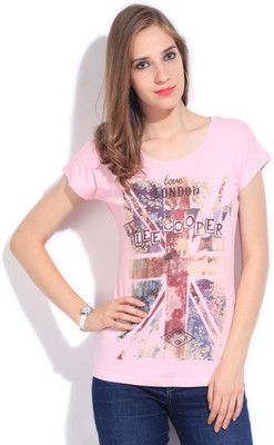 

Lee Cooper Printed Women's Round Neck Pink T-Shirt, Light pink