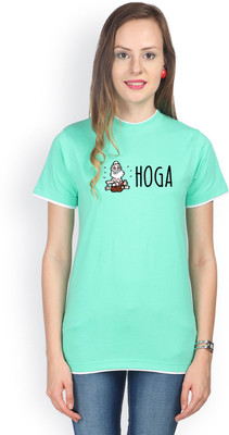

Campus Sutra Printed Women' Round Neck Light Green T-Shirt