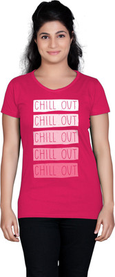 

Tantra Graphic Print Women's Round Neck Pink T-Shirt, Fuschia