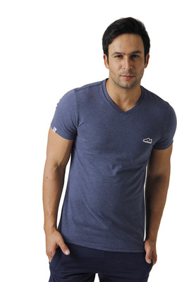 

Puma Solid Men' V-neck Blue T-Shirt, Peacoat heather