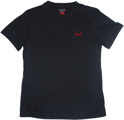 

2swords Solid Men' Round Neck Black T-Shirt, Mashblack
