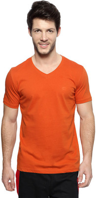 

Ajile by Pantaloons Solid Men's V-neck Orange T-Shirt