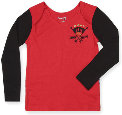 

Dreamszone Boys Solid Cotton T Shirt(Red, Pack of 1), Red black