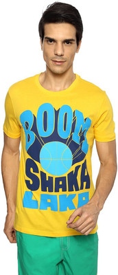 

Ajile by Pantaloons Printed Men' Round Neck Yellow T-Shirt