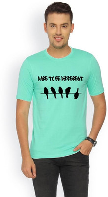 

Campus Sutra Printed Men Round Neck Green T-Shirt