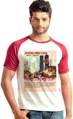 

6th Cross Graphic Print Men's Round Neck Multicolor T-Shirt, Maroon;white