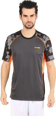 

Vector X Printed Men' Round Neck Grey, Orange T-Shirt